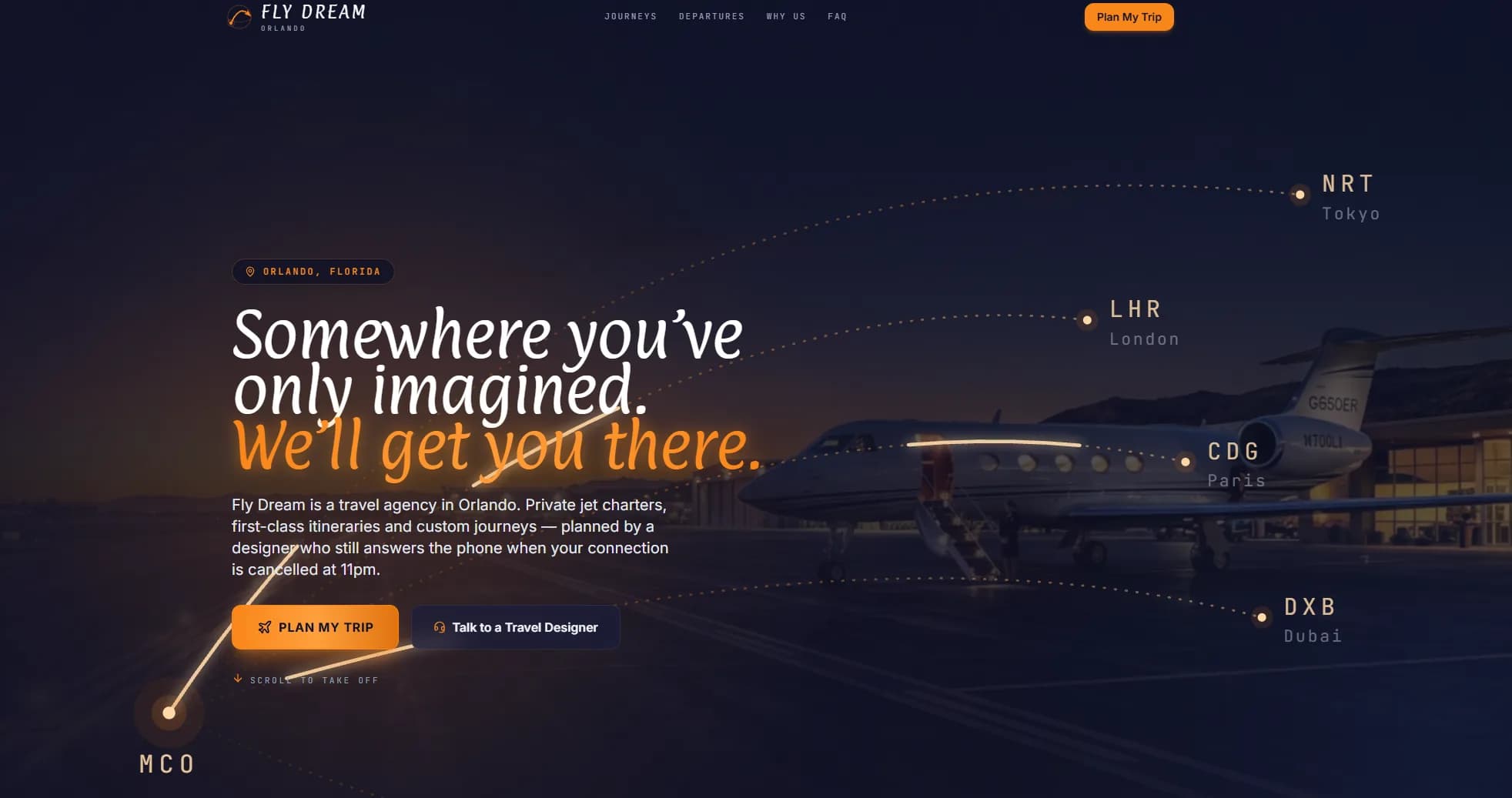 Fly Dream - Site de agência de viagens de luxo em Orlando, Flórida